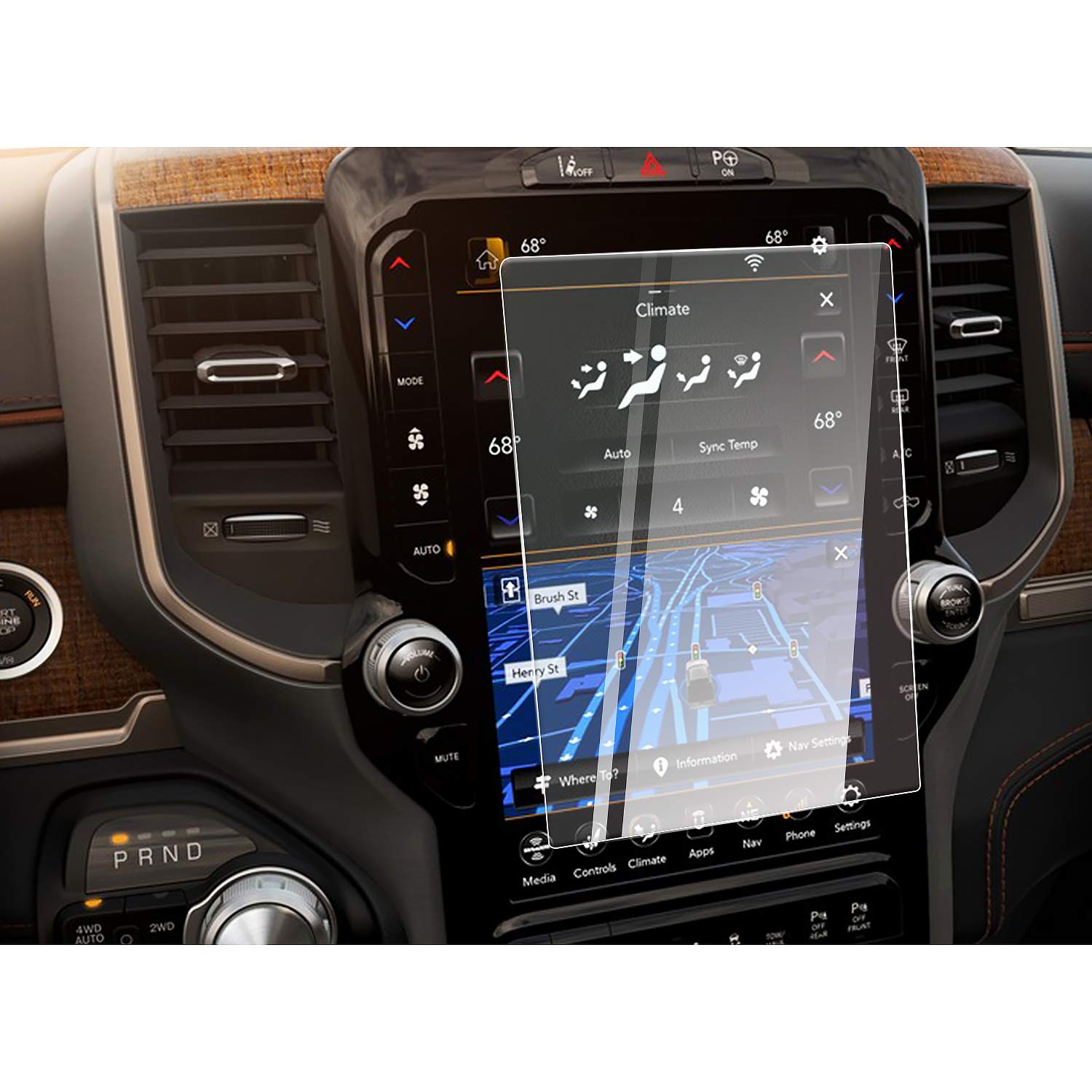 CDEFG Compatible with Dodge RAM 1500 2500 3500 2019-2022 Navigation Screen Protector 9H Tempered Glass Car 12 Inch GPS Anti Scratch HD Clarity Protective Film Accessories