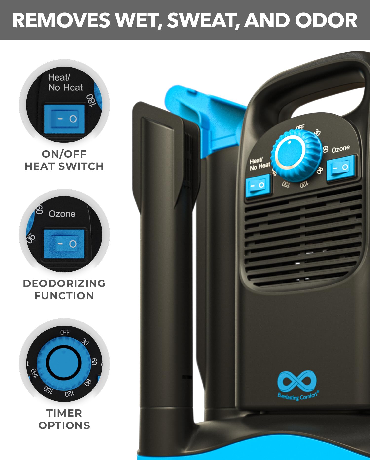 Everlasting Comfort Upgraded Boot Dryer for Work Boots with Ozone Deodorizer - Fast Drying Compact Easy-to-Use Shoe Warmer Adjustable Tube Design - Fast Drying Shoes Dryers for Sneakers & Gloves, Ski Gears (2 Pair)