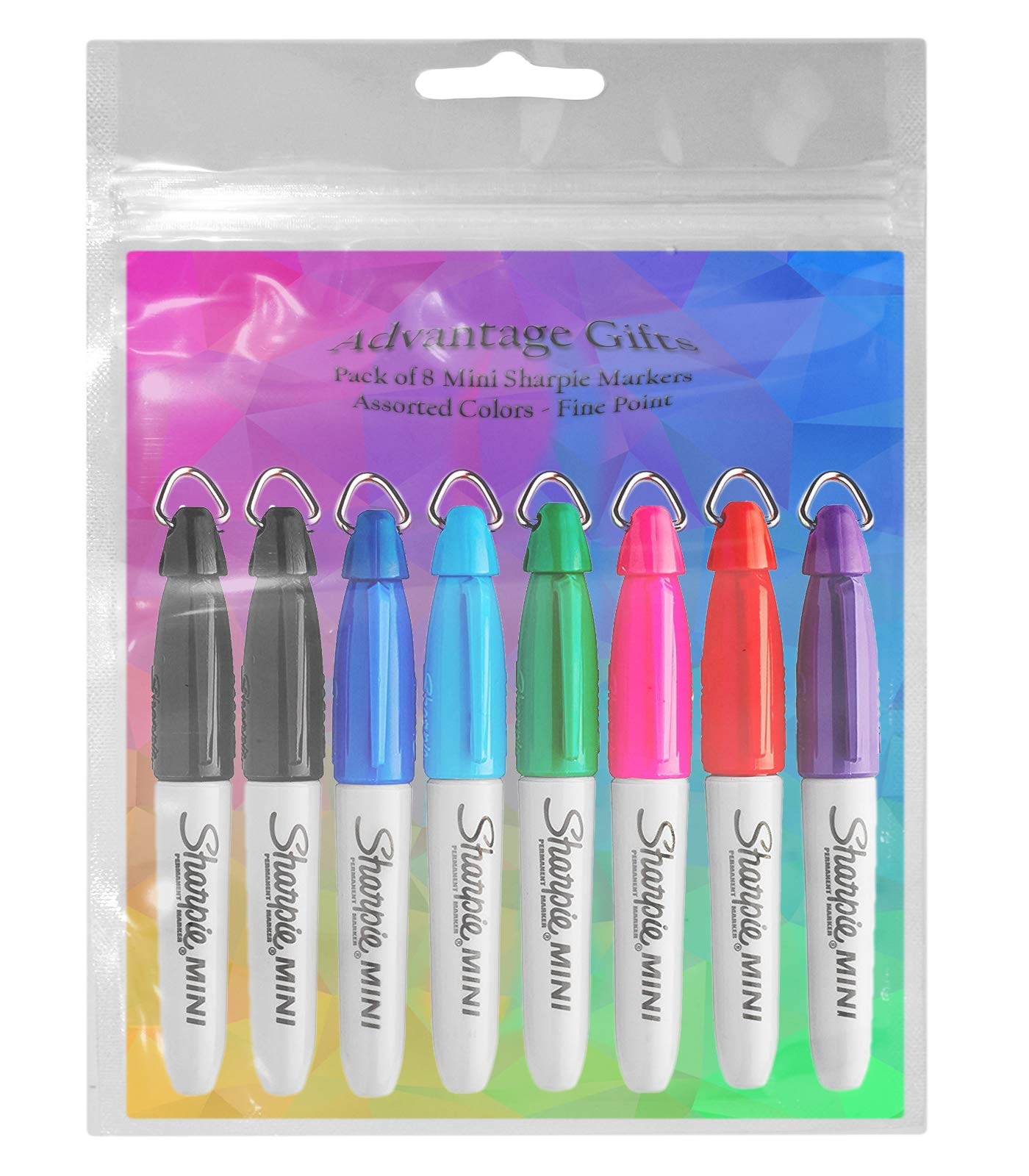 Sharpie Mini Permanent Markers, Fine Point, Assorted Colors, 8Count