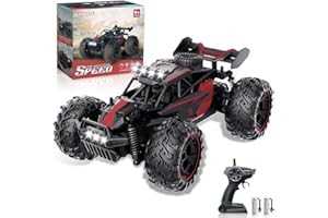 Carox Remote Control Car, 2.4GHz 25KM/H High Speed RC Car, 1:18 Off-Road Monster Truck with LED Lights and Rechargeable Batte