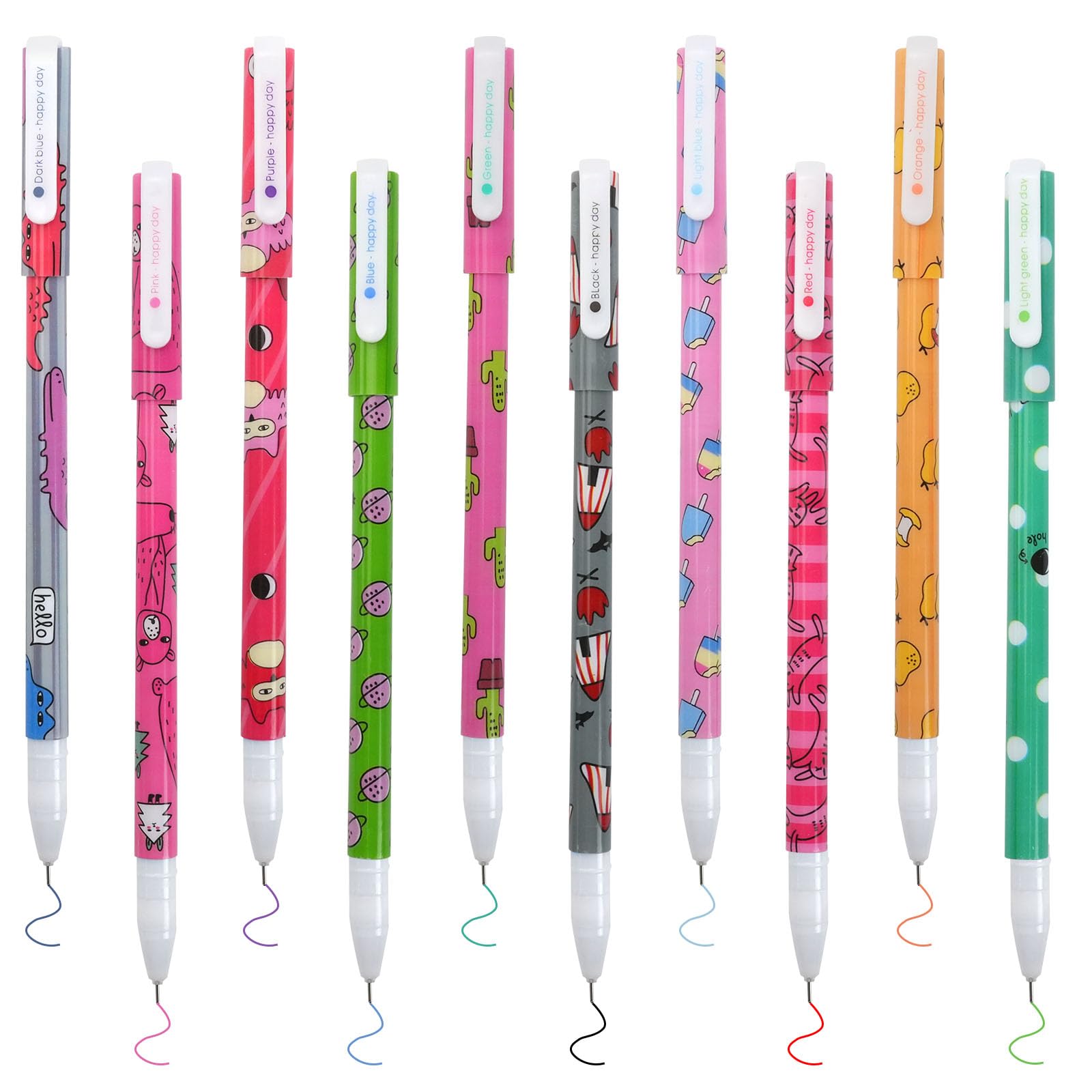 SITAKE 10 PCS Gel Pens, 10 Colours Ballpoint Pens Cute 0.38mm Fine Poin Stationery Supplies for Writing Drawing Journaling, Quick-Drying Ink Pen for Artists School Work Home Office