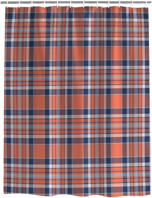 Amazon Com Buffalo Plaid Shower Curtain Orange Blue Checkered