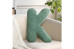 huraty Letter Throw Pillow Initial Letter Cushion Lambs Wool Kids Room Decor Accent Decorative Pillow for Nursey (K, 14.9" Lx11.8 W)