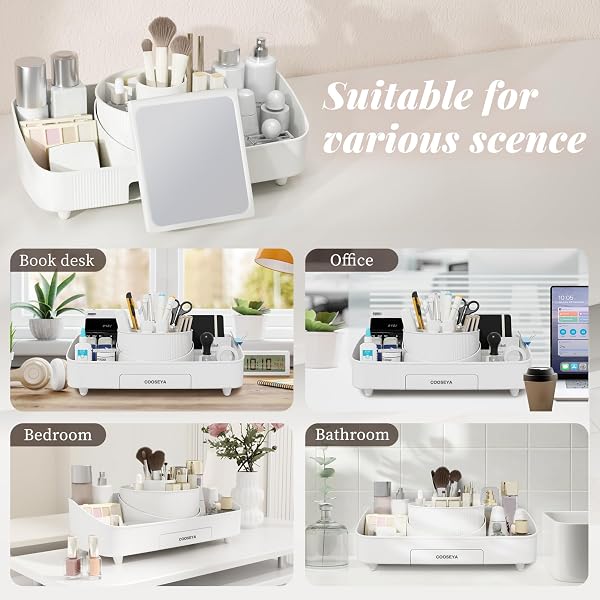 COOSEYA MAKEUP ORGANIZER FOR VANITY, MAKEUP STORAGE ORGANIZER,ROTATING MAKEUP ORGANIZER SKINCARE ORGANIZER COUNTERTOP FOR BATHROOM SINK,ORGANIZE AND STORAGE BRUSH HOLDER PERFUME