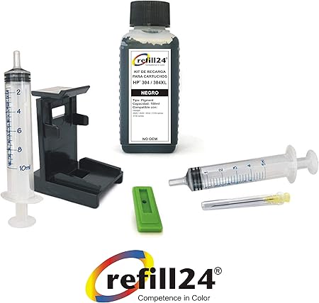 Kit Ricarica Cartucce HP 303 E 303 XL - Inchiostro Nero 50ml Con Clip E Accessori