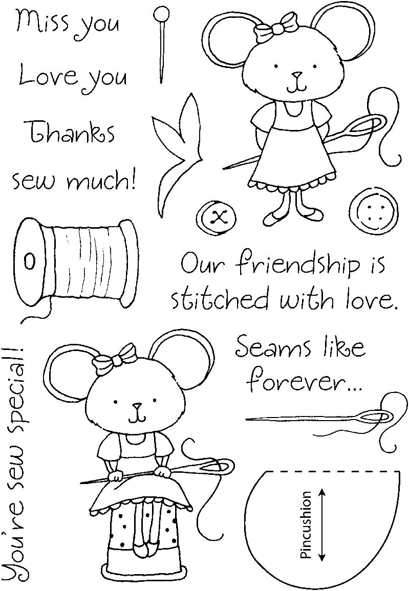 Honeypop Clear Stamp Set-Sewing Mouse