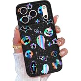 TURYXIA for iPhone 18 Pro Max Case Halloween for Women Men, Neon Ghosts | for iPhone 18 Pro Max Case Halloween for Girls Boys Girly, Glitter Bling Sparkly, Cute Ghost Pattern, Slim Soft Cover
