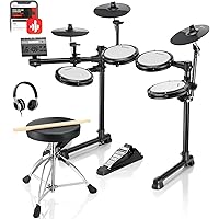 Donner Electronic Drum Kit, Electric Drums for Beginner with 450+ Sounds and 31 Kits, 4 Quiet Mesh Pads, Throne, Headphones,