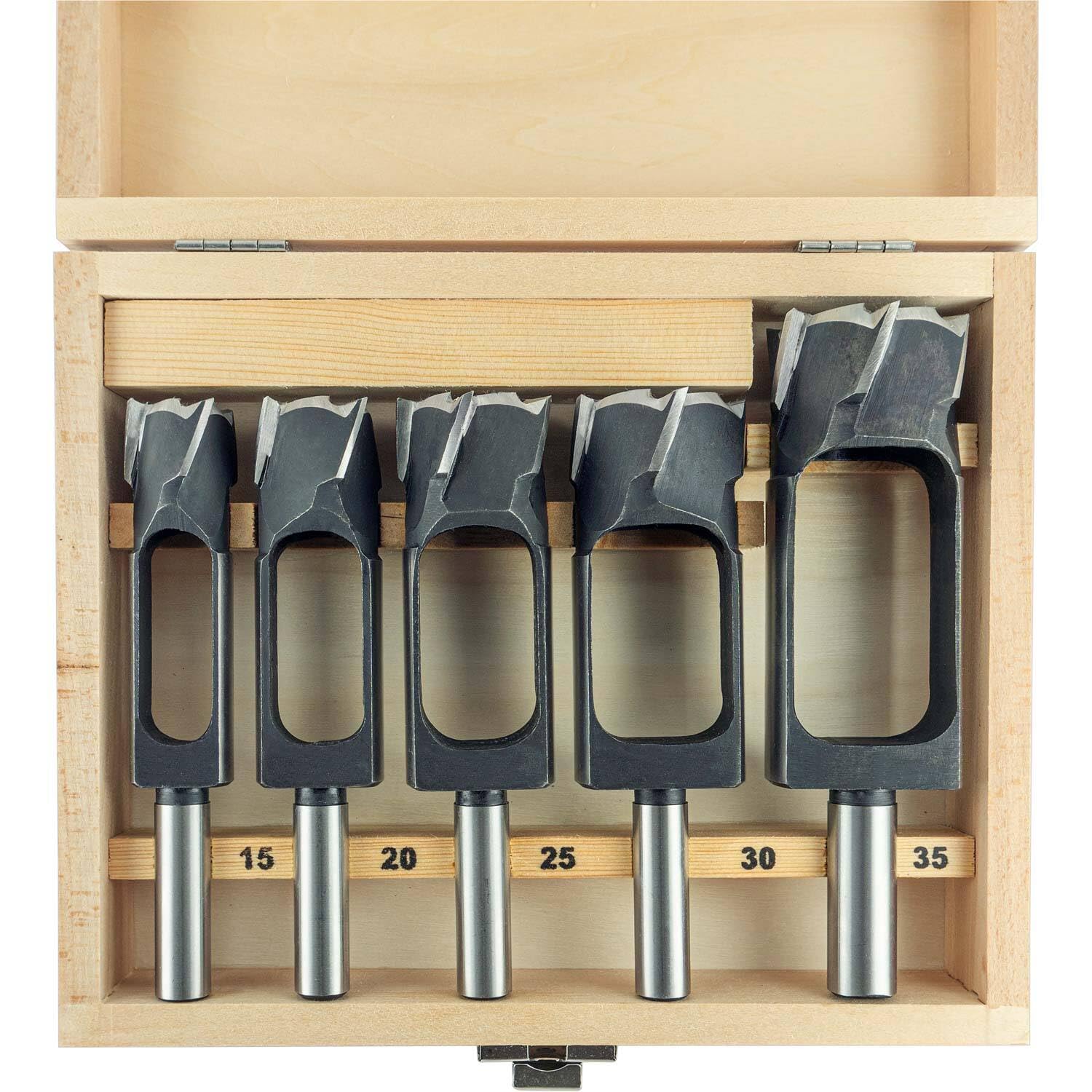 ENT 09152 5-Piece Tenon Cutter Set Ø 15, 20, 25, 30 and 35mm, in Tool Steel, for connectors, dowels and tenons Made of Wood