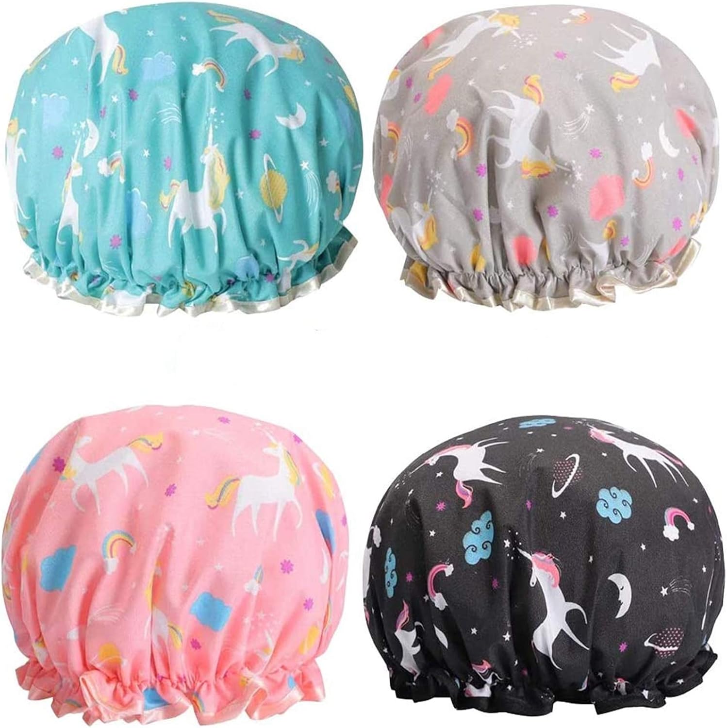 Phoetya 4 Pack Unicorn Shower Caps