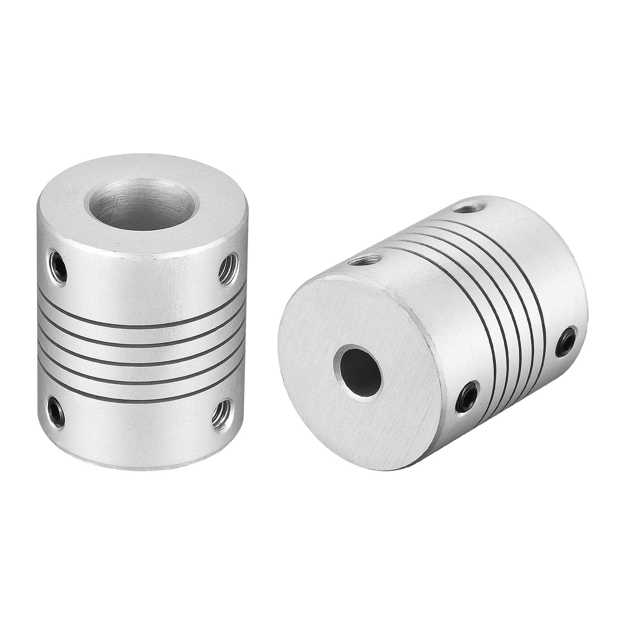 sourcing map 12mm to 6mm Aluminum Alloy Shaft Coupling Flexible Coupler Motor Connector Joint L30xD25 Silver 2Pcs
