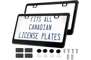 FLEX - Gloss Black License Plate Frame Holder 2pcs, Fits All Canada License Plate (12.25” x 6.3 inches), w/Mounting Accessori