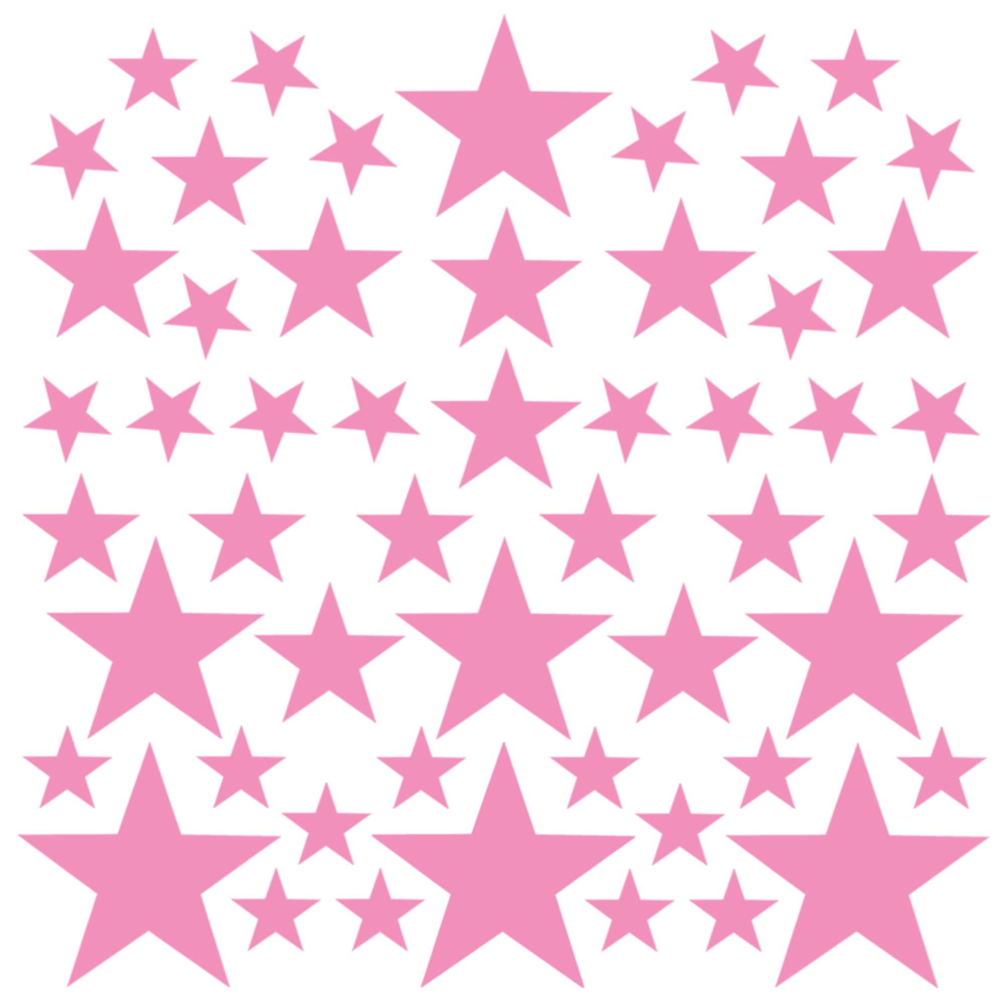 PREMYO Set of 54 Star Wall Stickers Kids - Nursery Decor Easy to Apply - Decals for Bedrooms for Girls Rose Pink