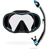 Cressi Single Lens Frameless Scuba Mask & Dry Snorkel for Snorkeling, Scuba Diving, F-Dual & Supernova Dry: Designed in Italy