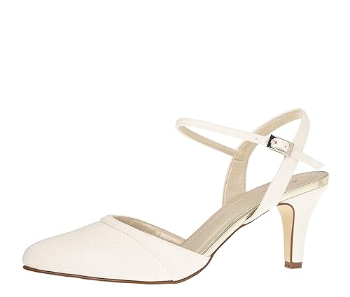 Rainbow Club Brautschuhe Marlie - Pumps Riemchen Weiß/Ivory Metallic