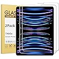 TiKeDa 2 Pack Screen Protector for iPad Pro 12.9 Inch Display [2022 & 2021 & 2020 & 2018 Release] Tempered Glass [Face ID & Apple Pencil Compatible] Ultra Sensitive Case Friendly