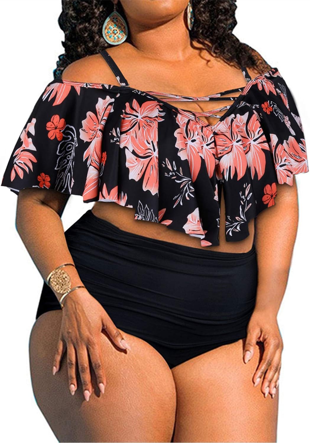 flounce swimsuit plus size