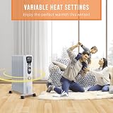 PureMate 2500W Oil Filled Radiator 11 Fin Tall Electric Heater 3 Heat Settings view 8