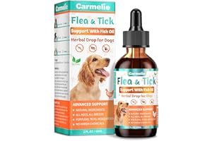 CARMELIE Flea and Tick Prevention for Dog, Natural Oral Flea & Tick Support Drops with Omega-3 for Puppy Pets - Supports Healthy Skin & Coat - Oral Supplement for All Breeds and Ages - Chicken