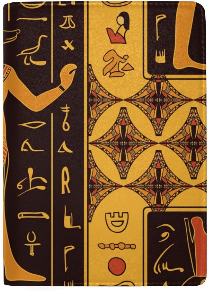 Passport Holder Case Ancient Egyptian Character Leather