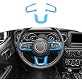 RT-TCZ for Wrangler JL Steering Wheel Trim Decal Panel Baby Blue for Jeep Wrangler JL JLU Gladiator JT 2018-2024 Baby Blue Interior Accessories 3pcs