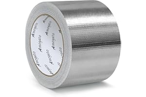 AMOGATO Fiberglass Aluminum Foil Tape - 3 inch x 66 Feet, Self-Adhesive Fiberglass Heat Shield Tape, Silver Heat Resistant Ta