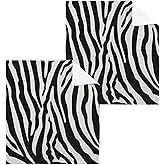 FUGIDOG Zebra Print Washcloths Set of 4-12 X 12 Inch Highly Soft & Absorbent Cotton Wash Cloths Face Towel Bath Hand Towels for Bathroom Spa Gym Kitchen