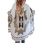 Jawint Women Vintage Tribal Knitted Cardigan Sweater Coat Western Casual Open Front Outwear with Pocket