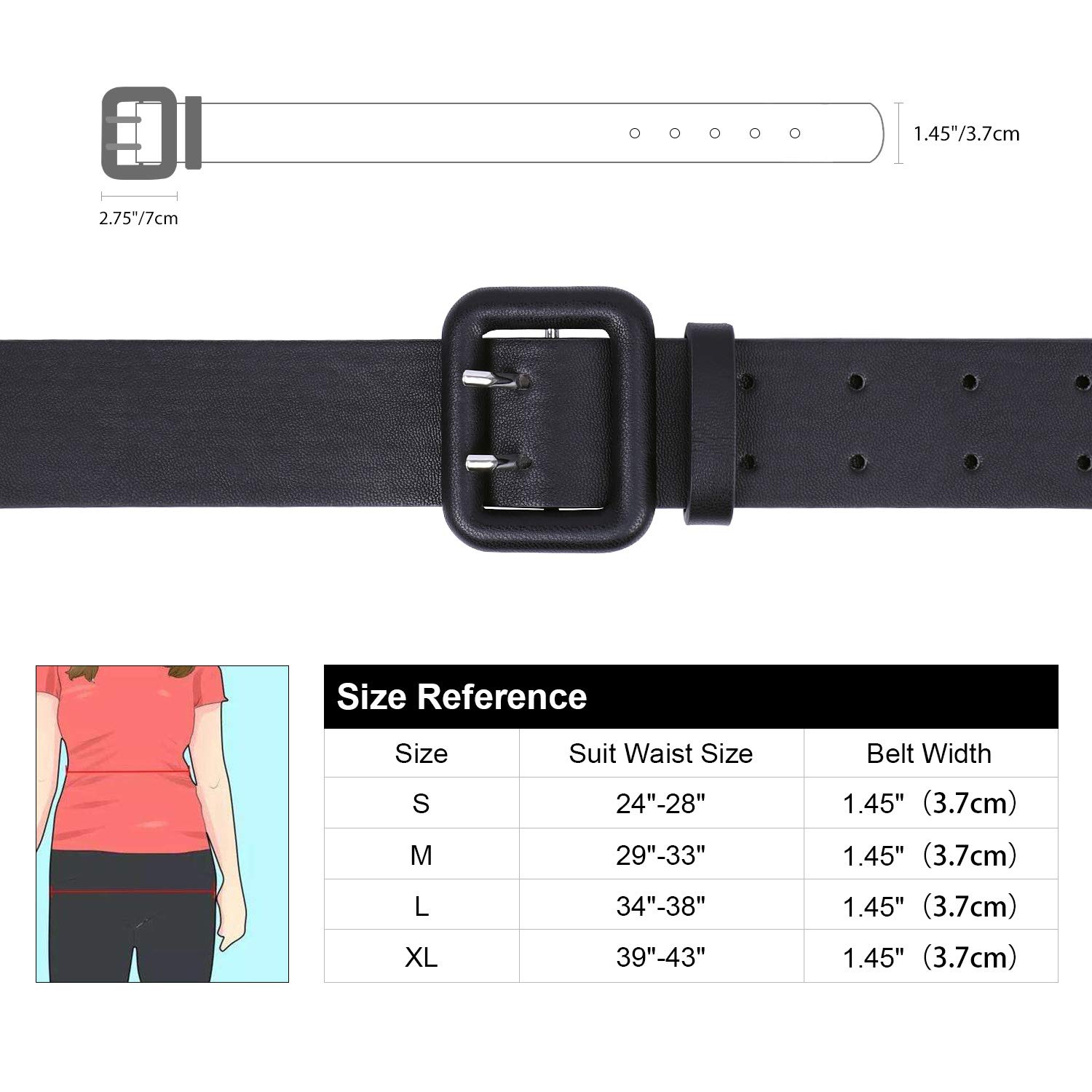 WERFORU Women Wide PU Leather Belt -Ladies Thick High Waist Belt for Dress(Suit for waist size 34\