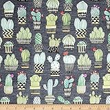 Michael Miller Lovely Llamas Cactus Hoedown Gray Fabric by The Yard