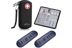MEDMAX Hard Shell Insulin Cooler Travel Case with 2 Ice Pack, Shock Absorption Insulated Diabetic Medication Organizer Carrying Bag with Extra Pouch for Insulin Pen and Other Diabetic Supplies, Black
