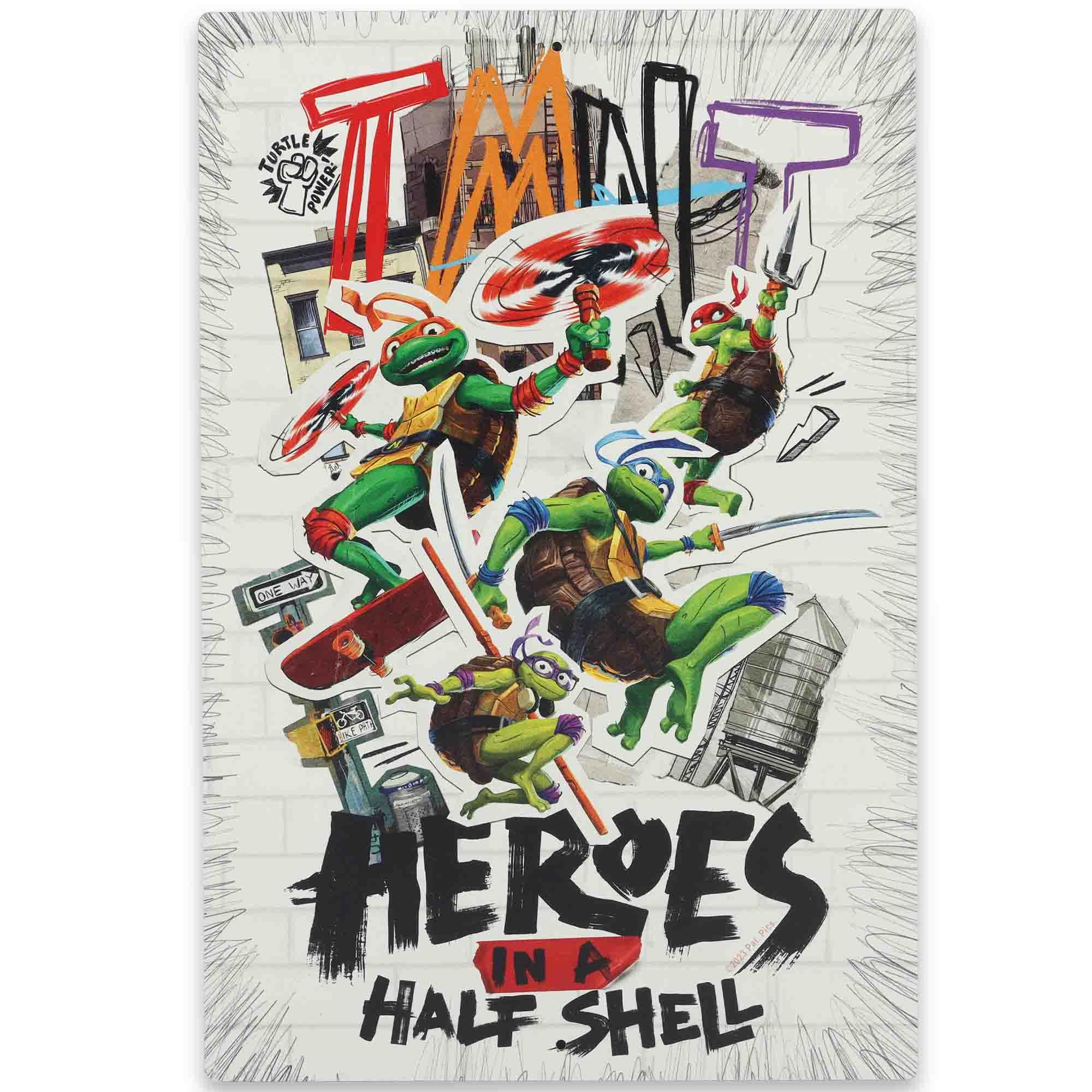 Open Road Brands Teenage Mutant Ninja Turtles Heroes in a Half Shell Metal Sign - Fun TMNT Wall Decor for Bedroom or Man Cave