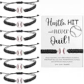 AIOMOB 12 Sets Sports Bracelets Gifts Adjustable Woven Bracelets with Inspirational Cards Volleyball Basketball Football Soccer Tennis Softball Gift for Spots Team Players Party Favors bulk