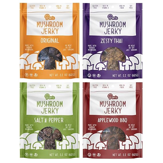 Pan’s Mushroom Jerky Shiitake Mushroom Jerky, Plant Based, Vegan, 4