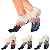 BERVASTO Pilates Socks with Grips for Women,Yoga Socks, Non-Slip Yoga Sock with Toe Separators, Pilates Non Slip Sock