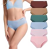Women's Underwear Bamboo Bikini Panties Moisture-Wicking Hipter Seamless Stretchy Briefs Breathable Underwear 6-pack