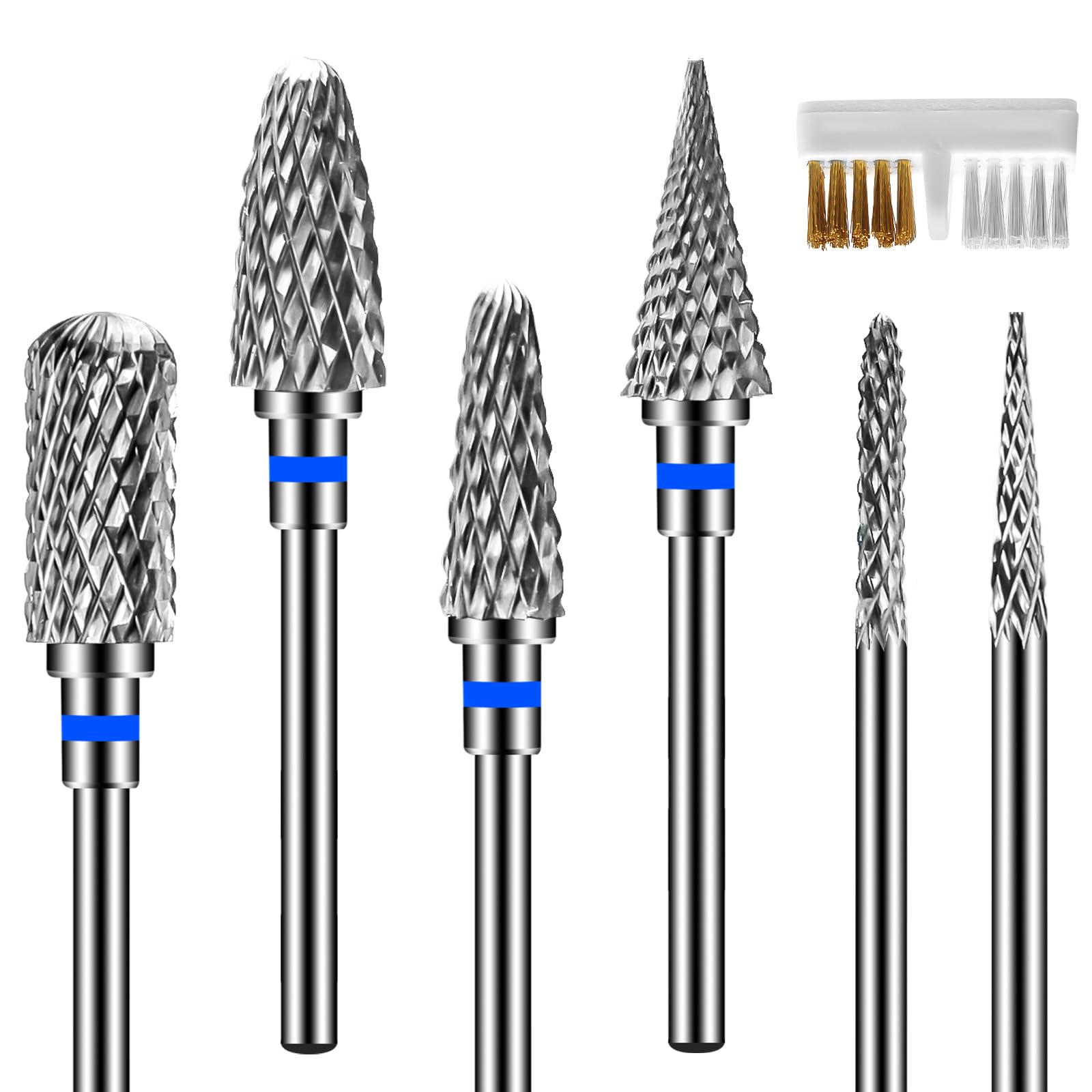 Diesisa 6PCS Nail Drill Bits, 3/32 Inch Efile Nail Drill Bits, Tungsten Steel Electric Nail File Bits, Professional Cuticle Drill Bits for Acrylic and Gel Nails (Medium)