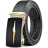 BuzToz Men's Belt,Leather Ratchet Dress Belts with Sliding Adjustable Belts Dress Casual Jeans Comfort Trim to Fit