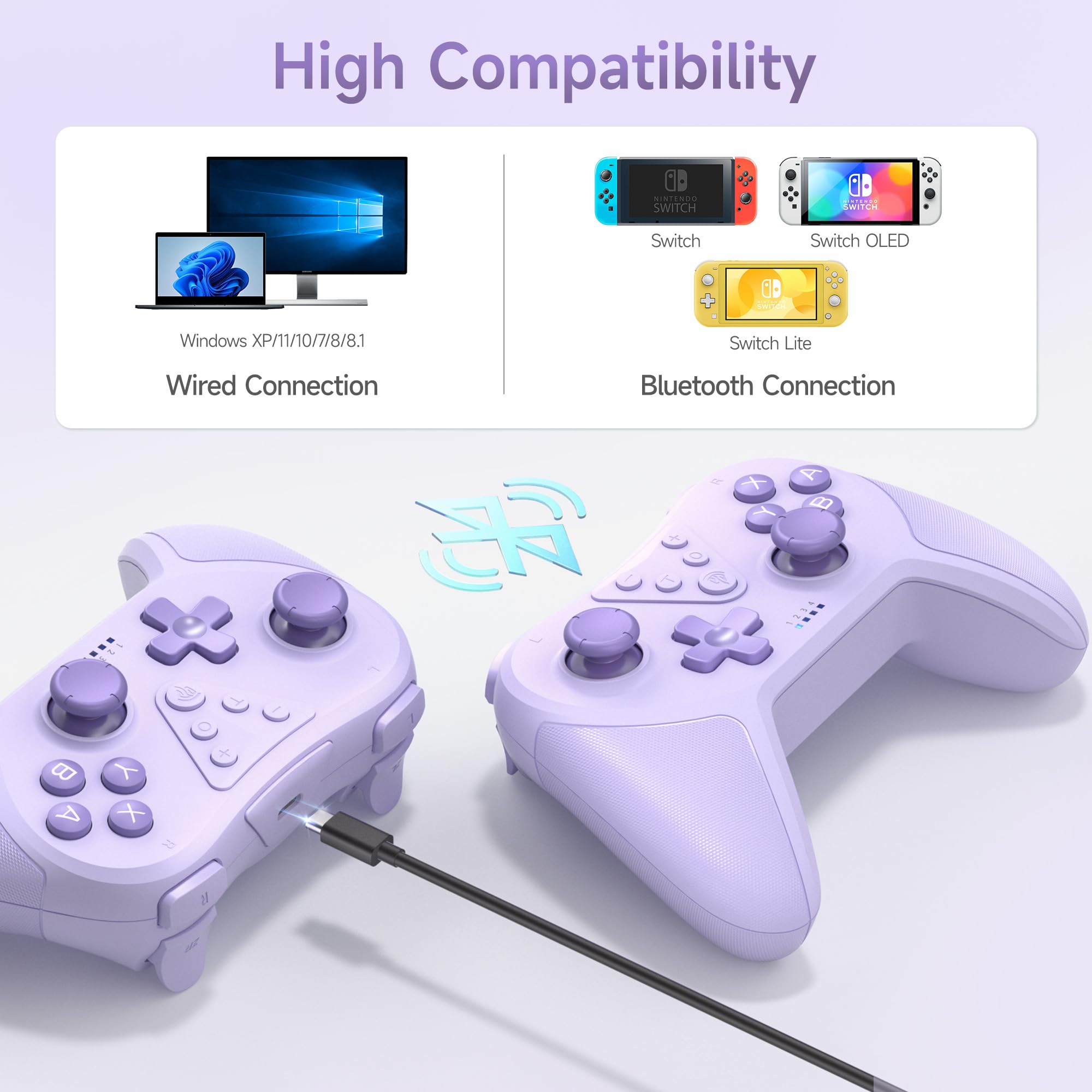 EasySMX T37 Switch Controller, Wireless Switch Pro Controller for Switch/Switch Lite/Switch OLED, Wireless Remote Gamepad with Joystick, Adjustable Dual Turbo Vibration, Ergonomic Non-Slip