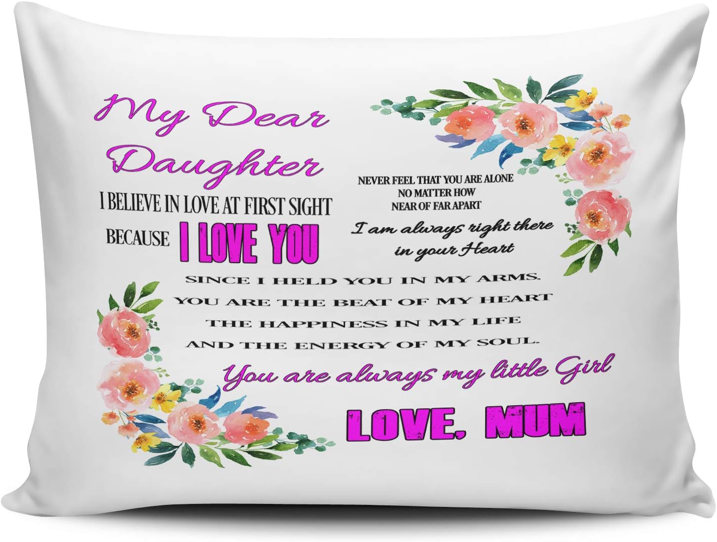 My Dear Daughter, Never Feel You are Alone.Love Mum Pillow Case