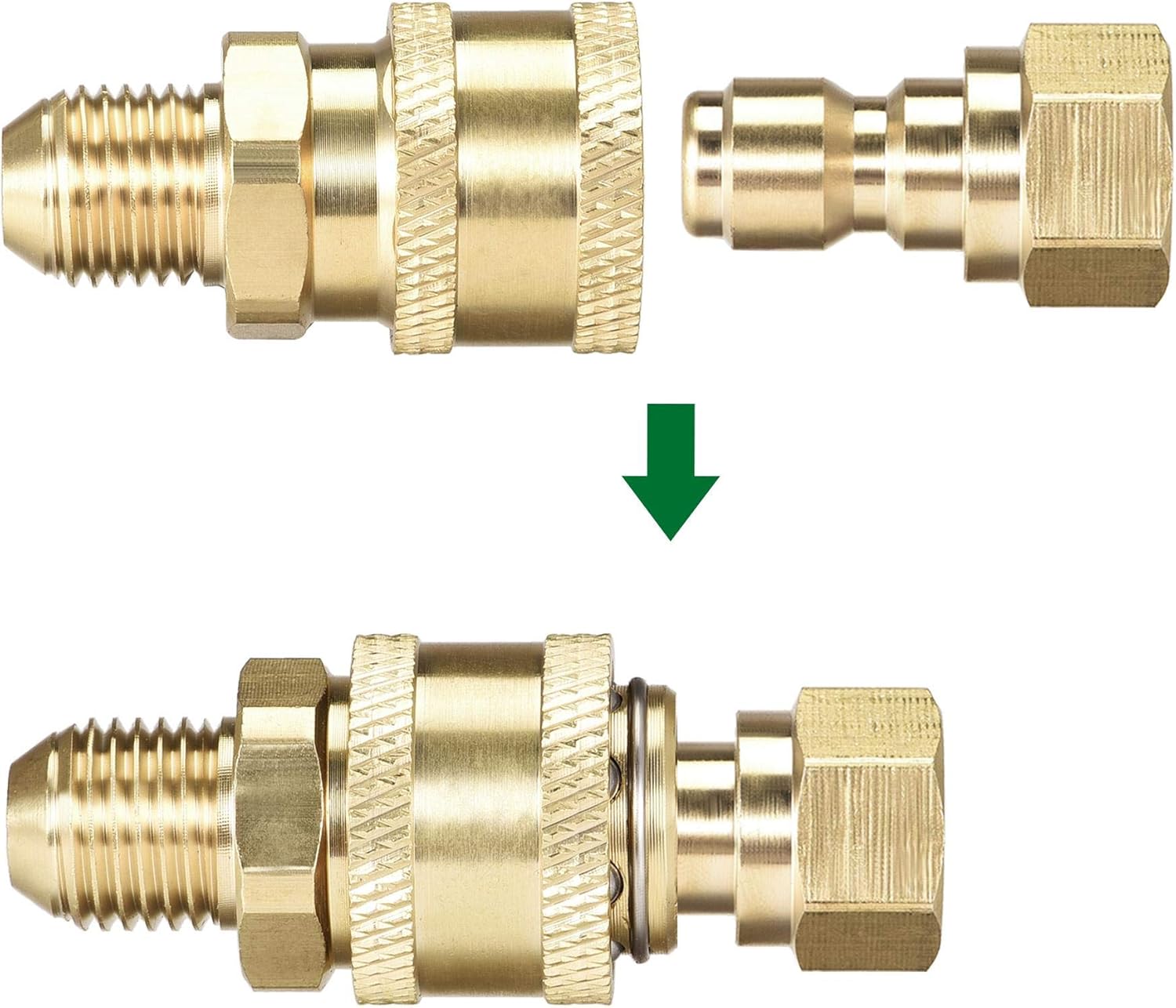 sourcing map Garden Hose Brass Quick Connect Set Fittings M14x1.5 Male & Female Thread Water Hose Connectors Pressure Washer Adapter - Image 5