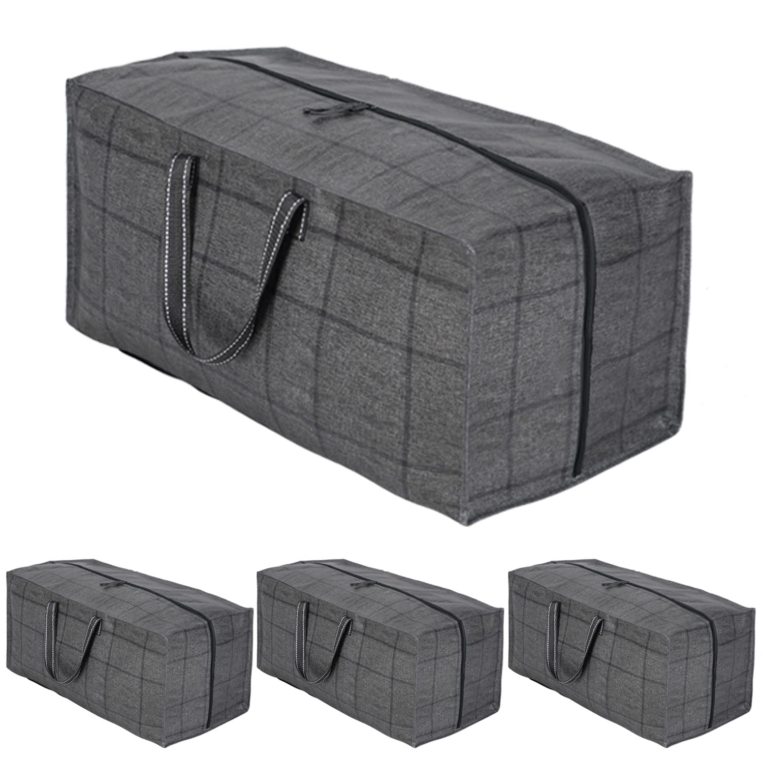 VENO 4 Pack Heavy-Duty Moving Bags Extra Large W/Backpack Straps, Moving House Essentials, Strong Handles & Zips, Clothes Storage, Laundry Bags, Reusable and Sustainable (Windowpane, 4 Pack)