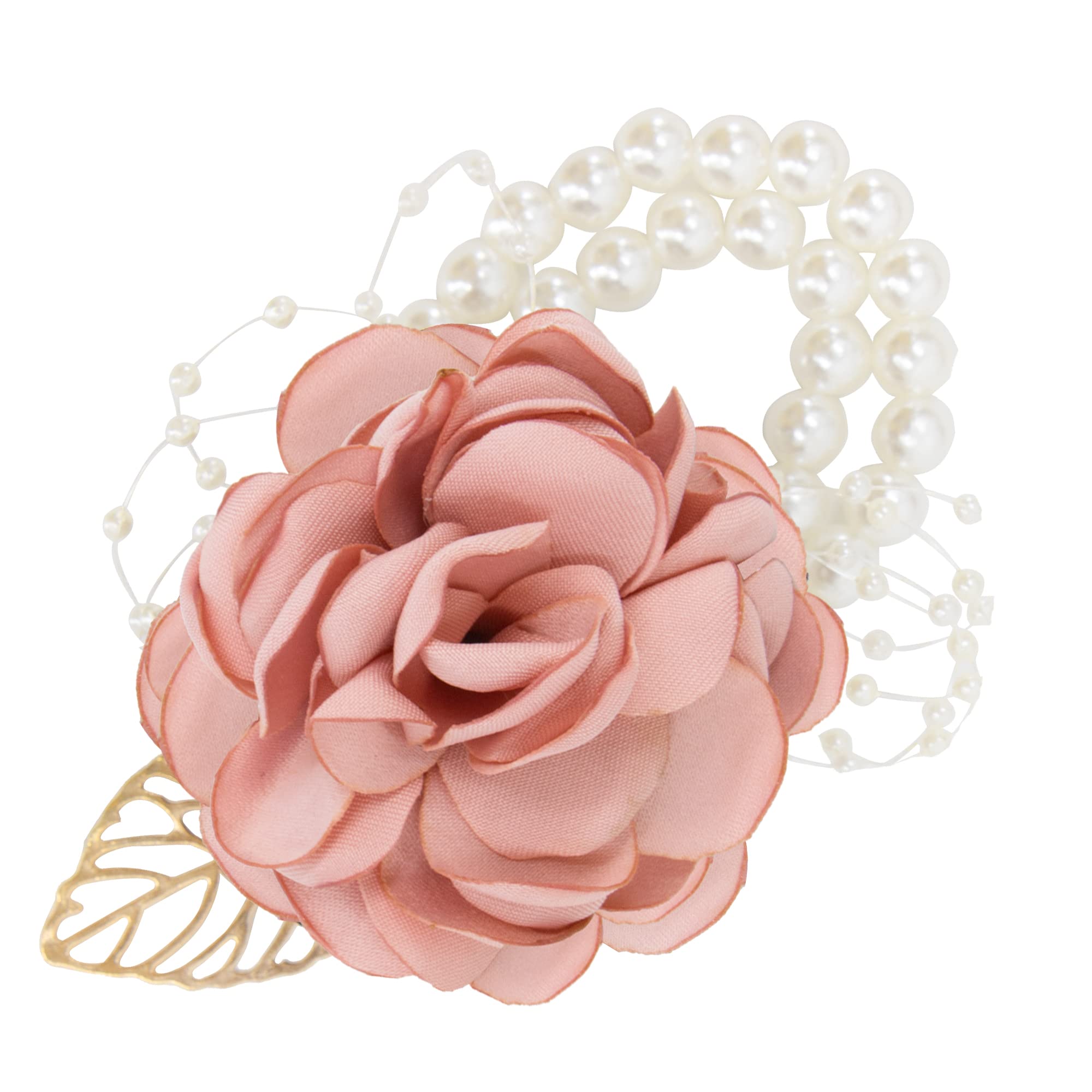 Time to Sparkle 2PCS Rose Wrist Corsage Wristlet for Women Band Bracelet for Wedding Bride Bridesmaid Prom Party Decoration 9 * 7cm Pink