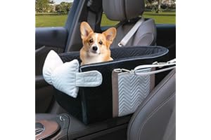 Prpeko Small Dog Car Seat, Portable Dog Seat with Soft Washable Cushion,Center Console Dog Car Seat for Small Dogs Up to 13lb