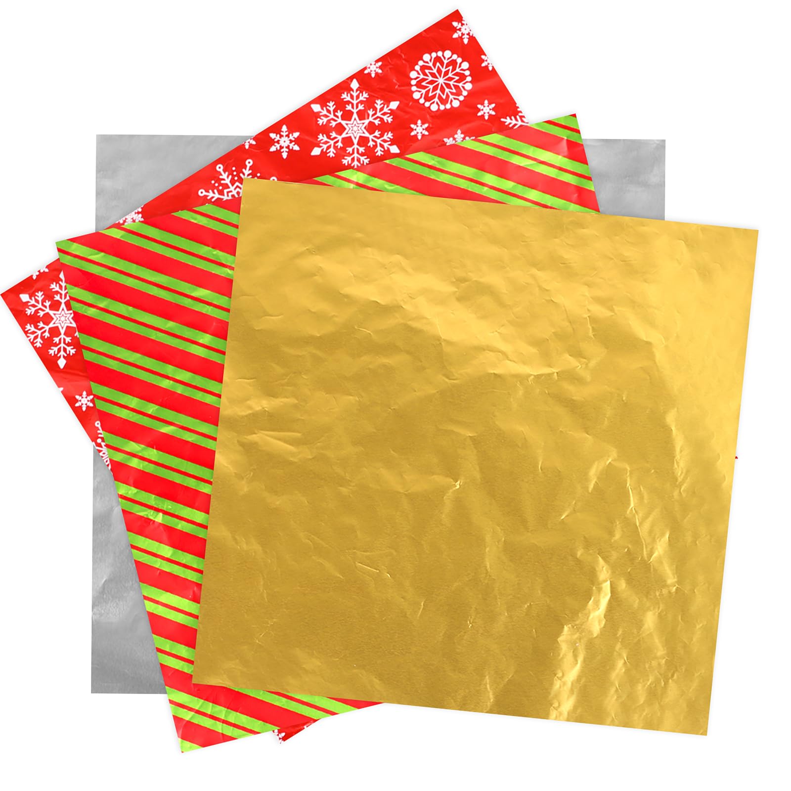 FOIMAS Christmas Foil Candy Wrappers, 200 PCS Christmas candy wrappers Aluminum Tin 8 x 8 Inches Chocolate Bar for Xmas Wedding Birthday Homemade Candy Caramels Packaging Wrapping Party Favors