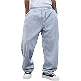 SHENHE Men's Baggy Sweatpants Y2k Wide Leg Open Bottom Drawstring Workout Lounge Sweat Pants