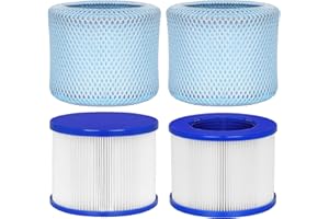 VKOLIM Hot Tub Replacement Filter Cartridges - Compatible with All RELXTIME, ALEKO, Wejoy, Aquaspa Hot Tub More - Screw-in Spa Filters for Inflatable Hot Tubs & Massage Pools (2 Filters + 2 Filter Bags)