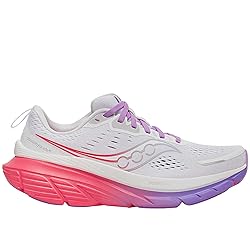 Saucony Women's Guide 18 Sneaker, White/Crocus, 8.5