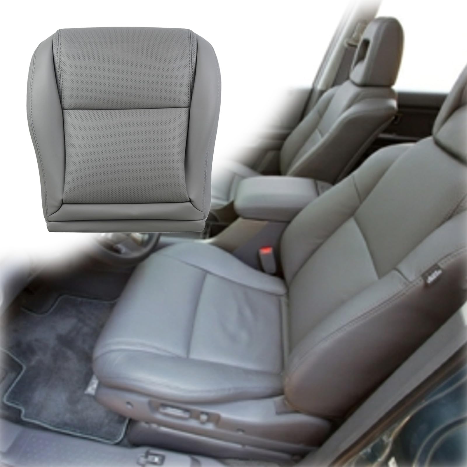 Photo 1 of Prefer Warehouse Front Bottom (Driver/Passenger) Perforated Synthetic Leather Seat Cover Compatible with 2003-2005 Honda Pilot, Olive Gray, Direct OEM Replacement, Durable, Breathable