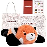 Niuniu Daddy Red Panda Weighted Stuffed Animals, 3.3lb Weighted Plush Red Panda Toys for Adult Kid Girl, Giant Stuffed Plush Pillow as Gift for Valentine Include Bag Sticker Card